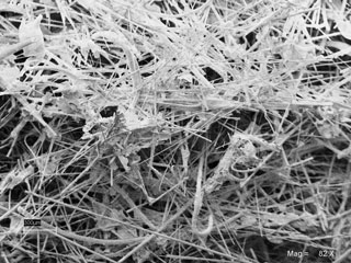 Фотография структуры полужесткой минераловатной плиты на полимерной связке